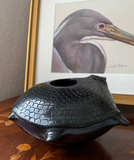 Mata Ortiz Pottery Blackware Turtle Seed Pot